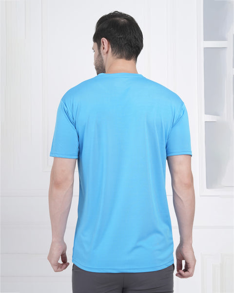 Aqua Blue Aeroflow Performance Round Neck T Shirt for Men