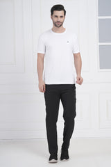 Navy Blue Exalon Men’s Round Neck T-Shirt Dot Knit Breathable Fabric