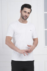 Navy Blue Exalon Men’s Round Neck T-Shirt Dot Knit Breathable Fabric