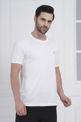 Navy Blue Exalon Men’s Round Neck T-Shirt Dot Knit Breathable Fabric