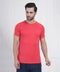 Coral Red Dynamic Training Round Neck T Shirt with Shoulder Stripe
