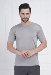 Navy Blue Exalon Men’s Round Neck T-Shirt Dot Knit Breathable Fabric