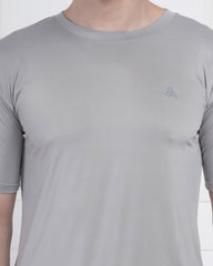 Grey Micro Polyester Performance Round Neck T-Shirt