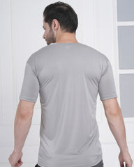Grey Micro Polyester Performance Round Neck T-Shirt