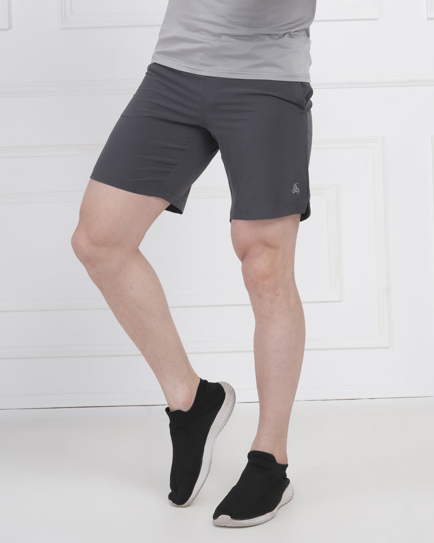 Charcoal Grey Quick-Dry Training Shorts with Zip Pockets