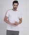 White Red Stripe Performance Gym Tee for Men Breathable Sport Fit