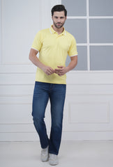 Lemon Yellow Men’s Tipping Polo T-Shirt – 100% High-Quality Polyester