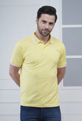 Golden Yellow Men’s Tipping Polo T-Shirt – 100% High-Quality Polyester