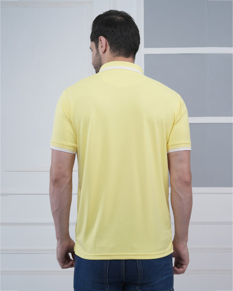 Men’s Lemon Yellow Polo T-Shirt with Subtle Tipping Detail
