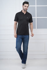 Men’s Black Premium Polo T-Shirt – 100% Micro Polyester