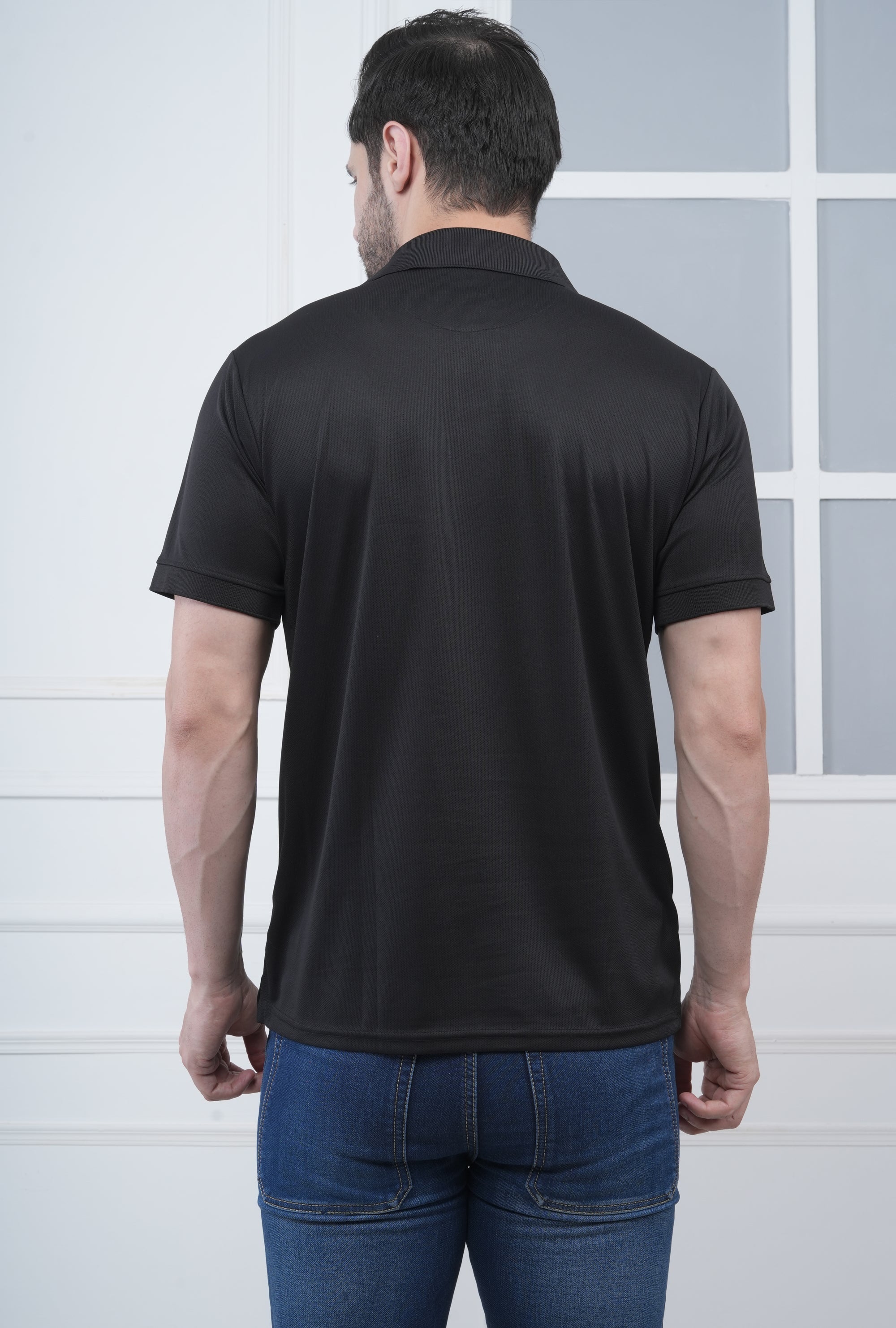 Men’s Black Premium Polo T-Shirt – 100% Micro Polyester