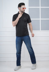 Men’s Black Premium Polo T-Shirt – 100% Micro Polyester