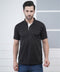Black Polo Tshirt White Jacquard Collar Gym Casual Performance Wear
