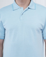 Sky Blue Flex Cotton Polo T-Shirt for Men