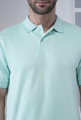 Mint Green Flex Cotton Polo T-Shirt for Men