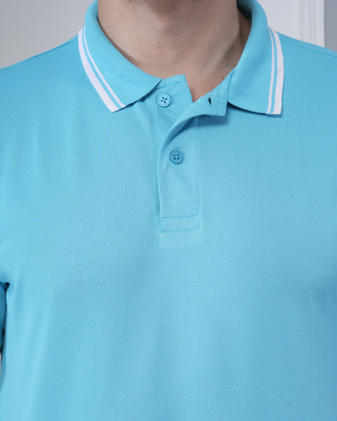 Soft Blue Polo T-Shirt with Clean Modern Finish
