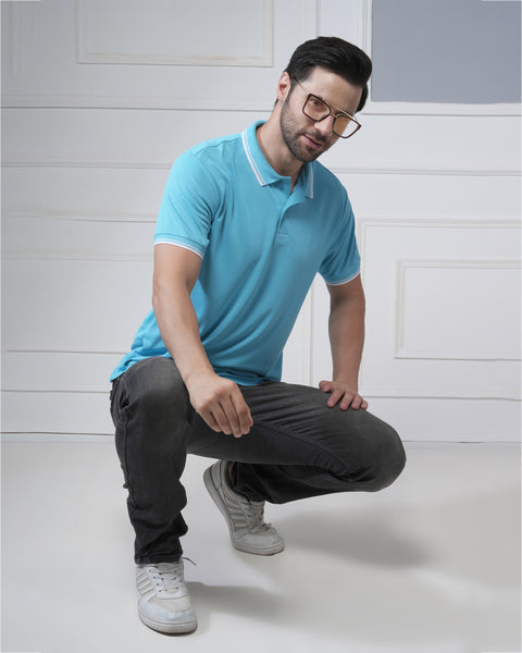 Soft Blue Polo T-Shirt with Clean Modern Finish
