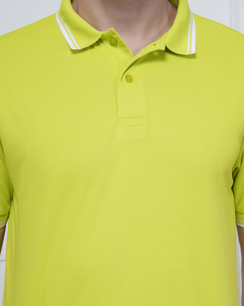 Lime Green Polo T-Shirt with Contrast Tipping