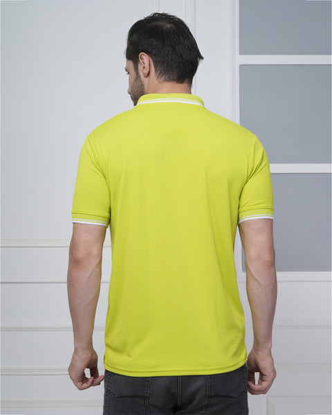 Lime Green Polo T-Shirt with Contrast Tipping