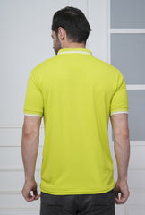 Lemon Green Men’s Tipping Polo T-Shirt – 100% High-Quality Polyester