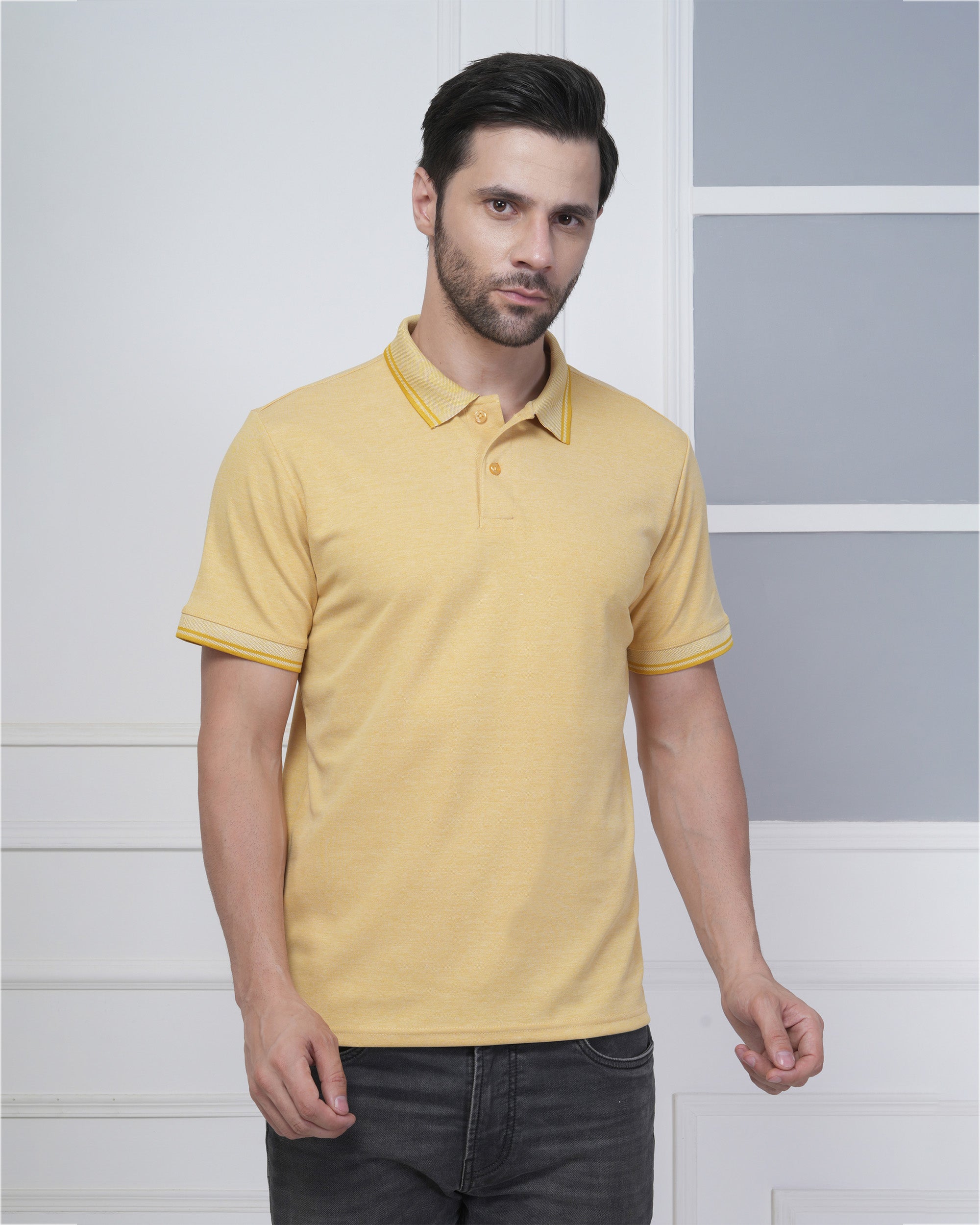 Mustard Flex Blend Polo T-Shirt for Urban Men