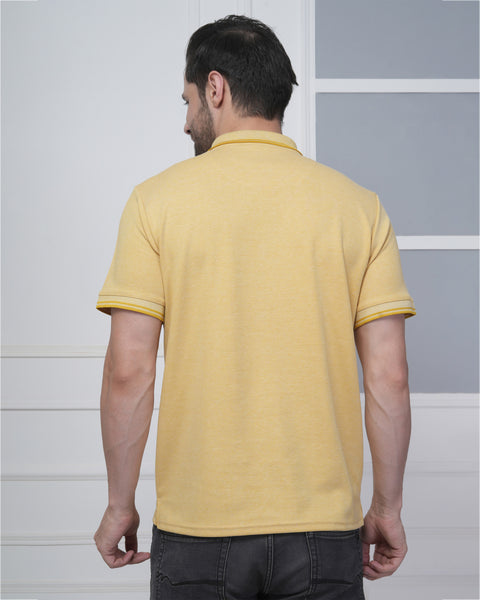 Mustard Polo T-Shirt with Fine Collar Detail
