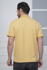 Mustard Yellow Men’s Flex Cotton Polo T-Shirt – Premium Cotton-Polyester Blend