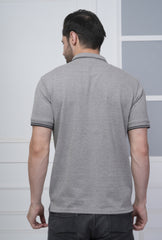 Charcoal Black Men’s Flex Cotton Polo T-Shirt – Premium Cotton-Polyester Blend