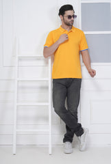 Golden Yellow Men’s Tipping Polo T-Shirt – 100% High-Quality Polyester
