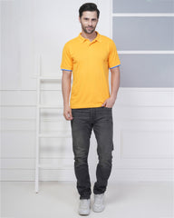 Golden Yellow Dot Knit Polo T-Shirt for Men