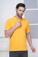 Golden Yellow Men’s Tipping Polo T-Shirt – 100% High-Quality Polyester
