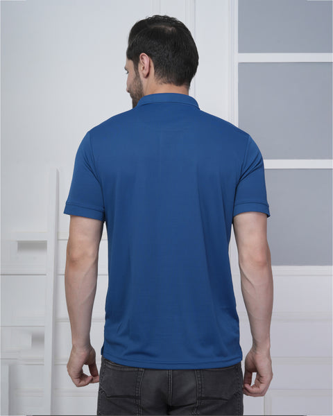 Cobalt Blue Training Polo Tshirt White Jacquard Smart Activewear