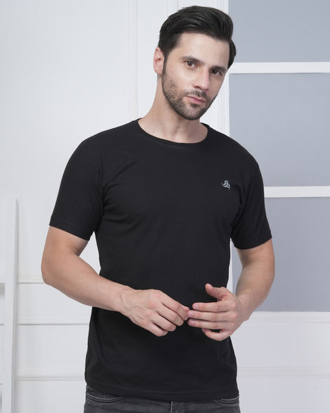 Black Everyday Active Round Neck T Shirt for Men Comfort Fit