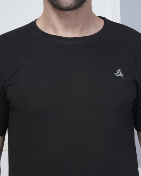Black Everyday Active Round Neck T Shirt for Men Comfort Fit