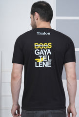 Men's White Color Cotton Premium T-Shirt – "Boss Gaya Tel Lene"