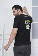Men's White Color Cotton Premium T-Shirt – "Boss Gaya Tel Lene"