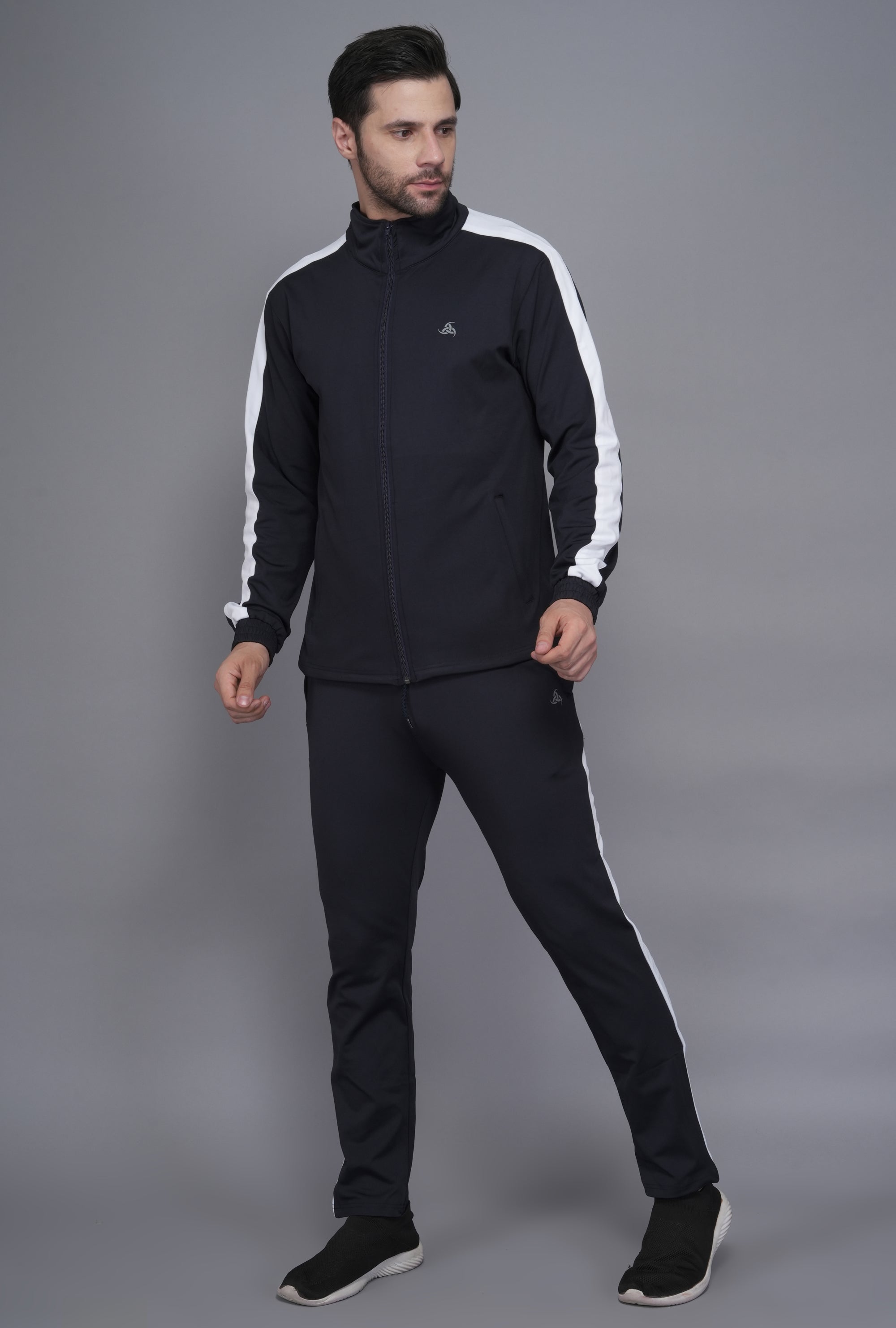 Exalon Men’s Charcoal Black Premium 4-Way Lycra Tracksuit