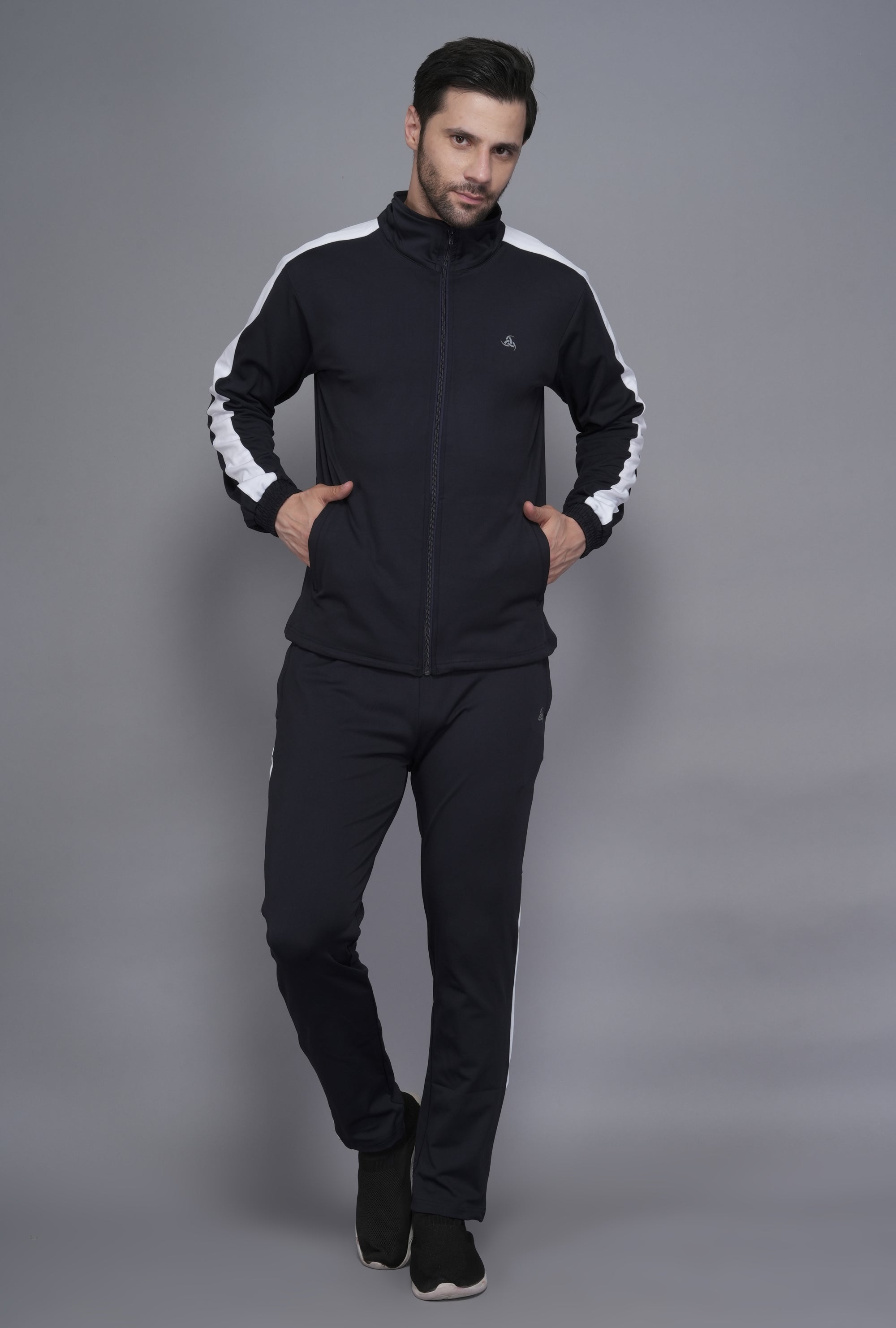 Exalon Men’s Charcoal Black Premium 4-Way Lycra Tracksuit