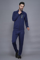 Exalon Men’s Navy Blue Premium 4-Way Lycra Tracksuit