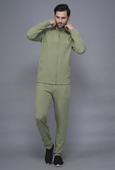 Exalon Men’s Olive GreenPremium Markin Fabric Tracksuit