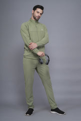 Exalon Men’s Olive GreenPremium Markin Fabric Tracksuit