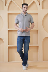 Charcoal Black Men’s Flex Cotton Polo T-Shirt – Premium Cotton-Polyester Blend