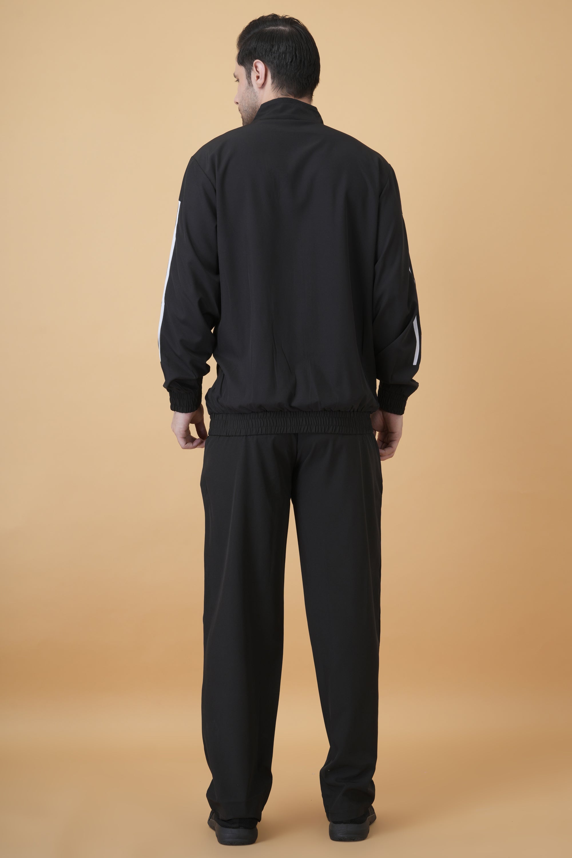 Exalon Men’s Black Tracksuit with White Double Stripe Design