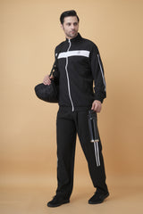 Exalon Men’s Black Tracksuit with White Double Stripe Design
