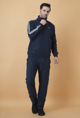 Exalon Men’s Navy Blue Tracksuit with White Double Stripe Design