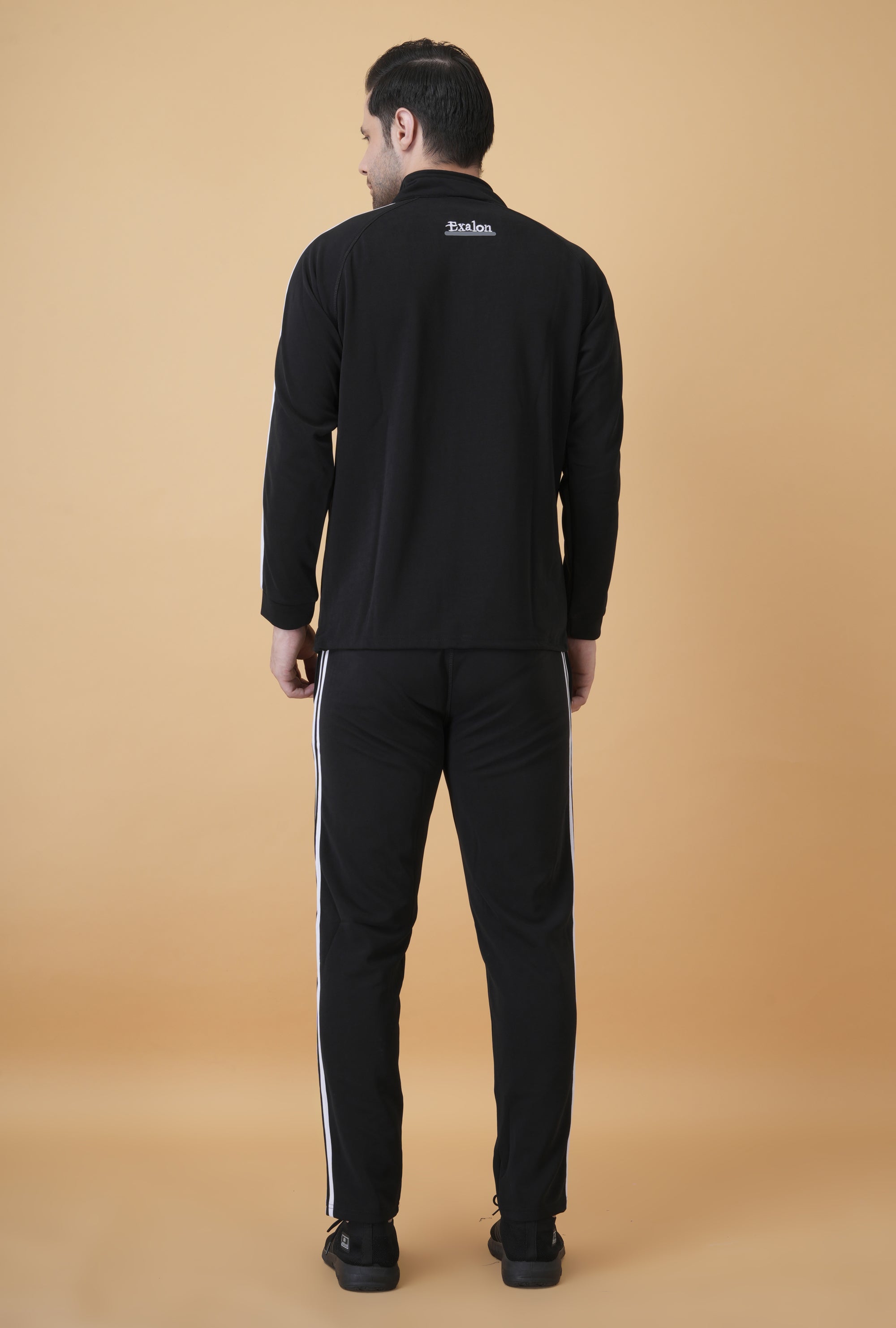 Exalon Men’s Premium Black Markin Fabric Tracksuit