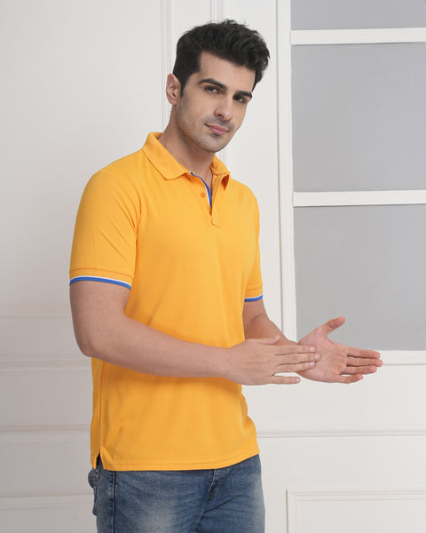 Dual-Tone Collar Polo T-Shirt for Men