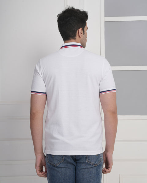 Exalon Premium White PC Matty Polo T-Shirt for Men