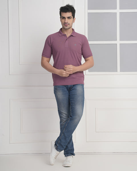 Exalon Aspire Muted Rose Regular Fit Polo T-Shirt for Men