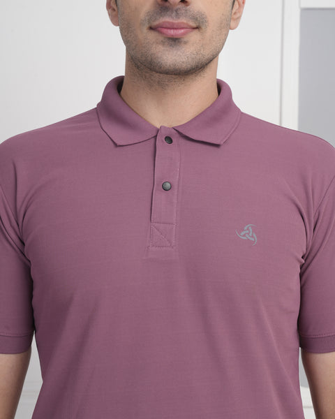 Exalon Aspire Muted Rose Regular Fit Polo T-Shirt for Men